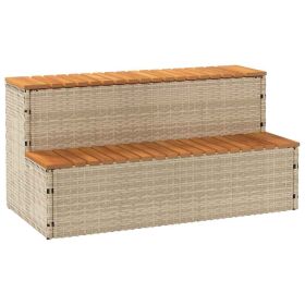 Hot Tub Step Beige PE rattan 39.4 x 19.7 x 19.9 in