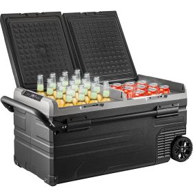 VEVOR Portable Car Freezer, 100 Quart Portable Refrigerator Freezer, 95L Dual Storage Zone Camping Freezer, -4 - F 12 Volt Fridge Freezer
